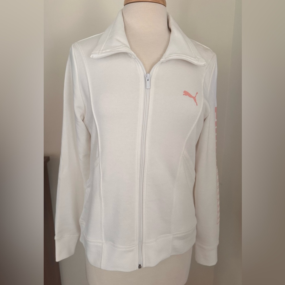 Puma White Jacket with Pink Accents